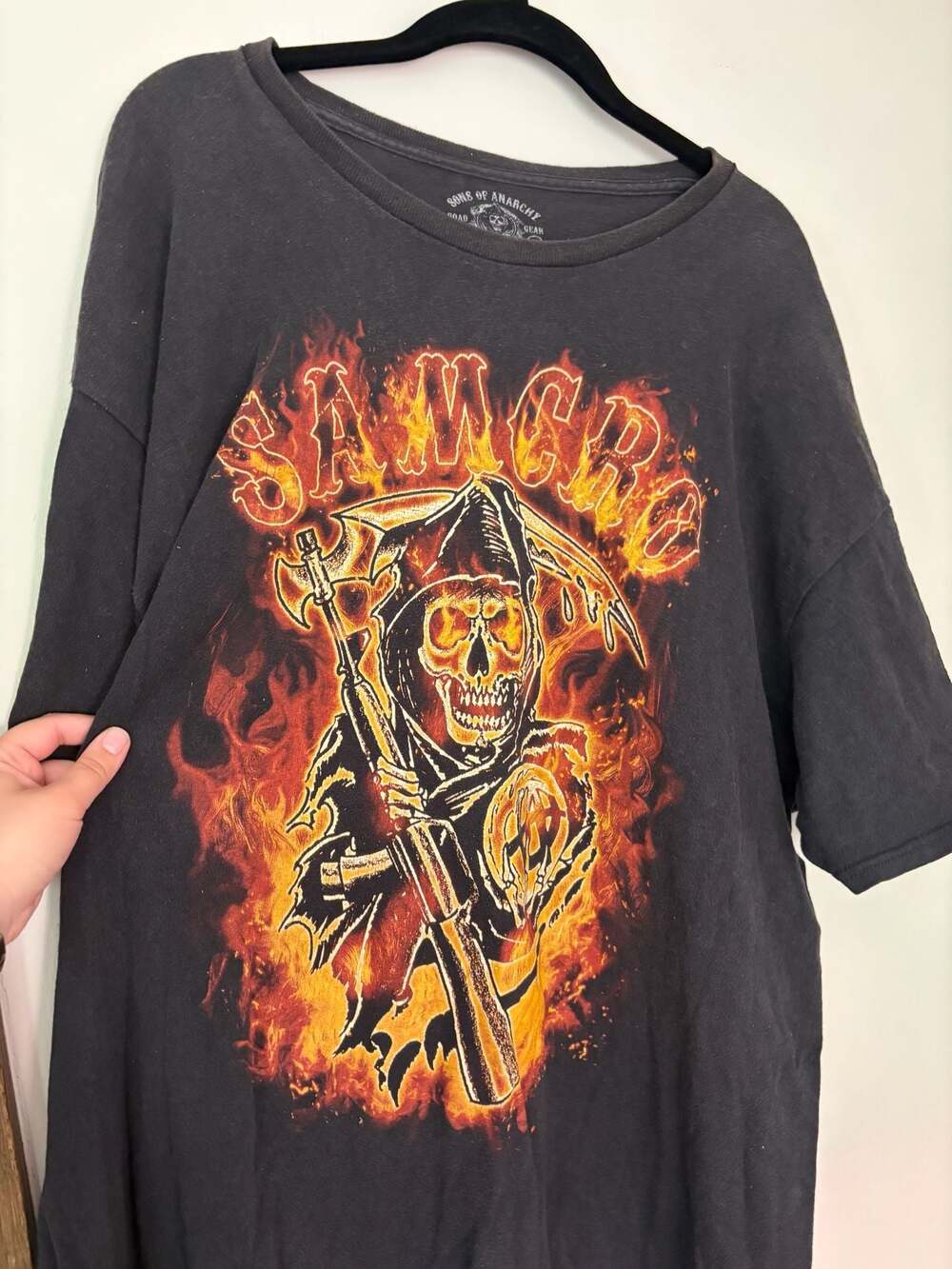 Sons of Anarchy SAMCRO Grunge Grim Reaper Flames Graphic T-Shirt Men’s 2XL